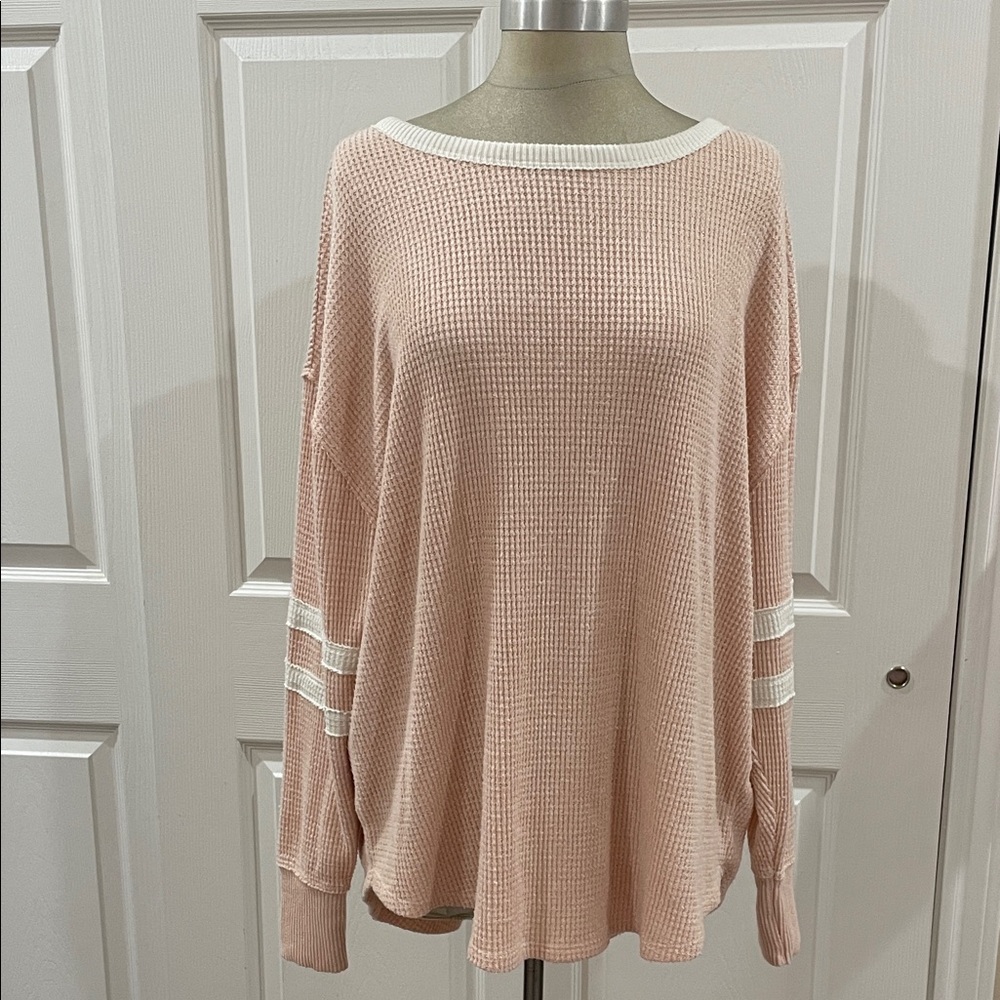 Pink Waffle Knit Sweater